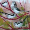 long tailed tits greeting card